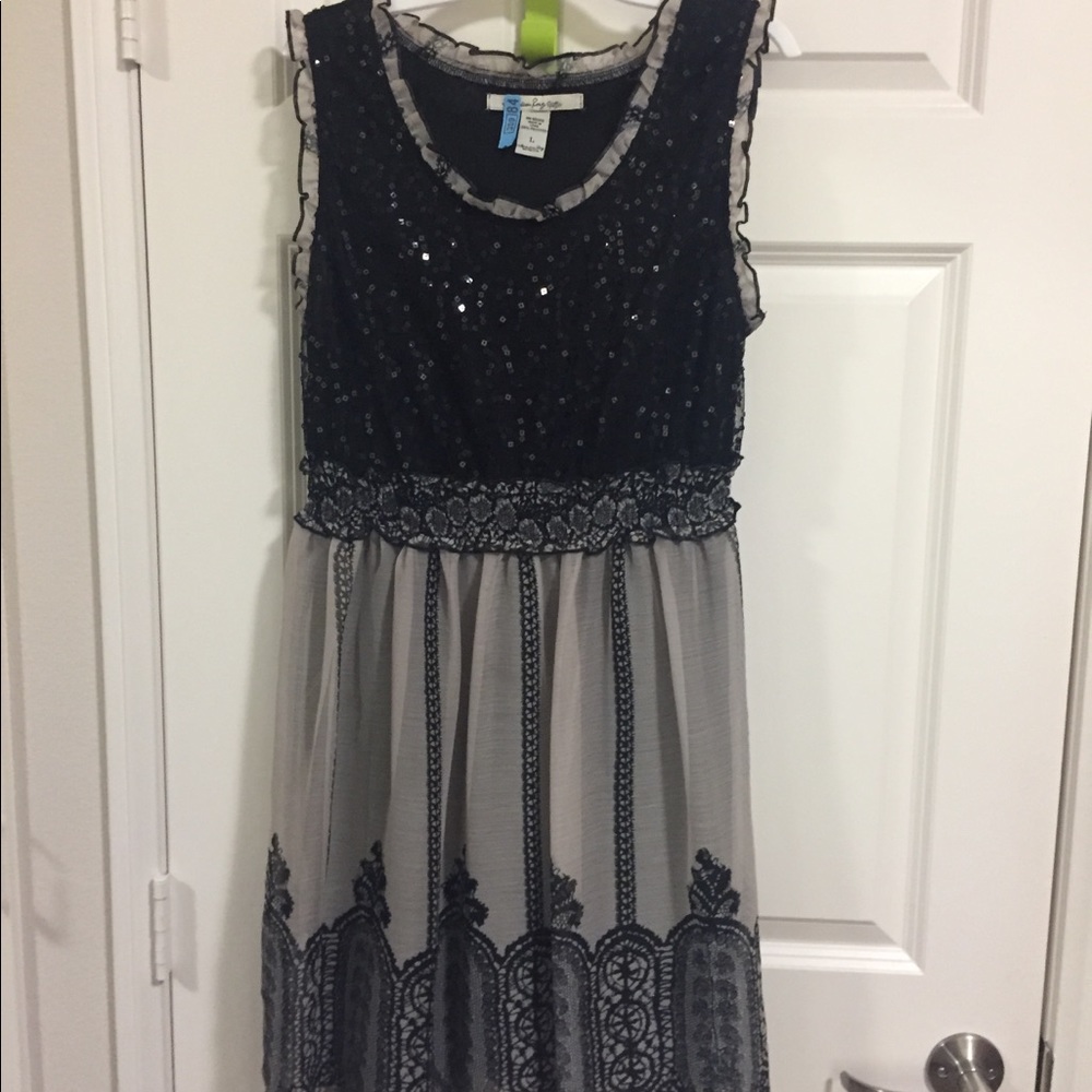 Black and Tan sequined cocktail dress